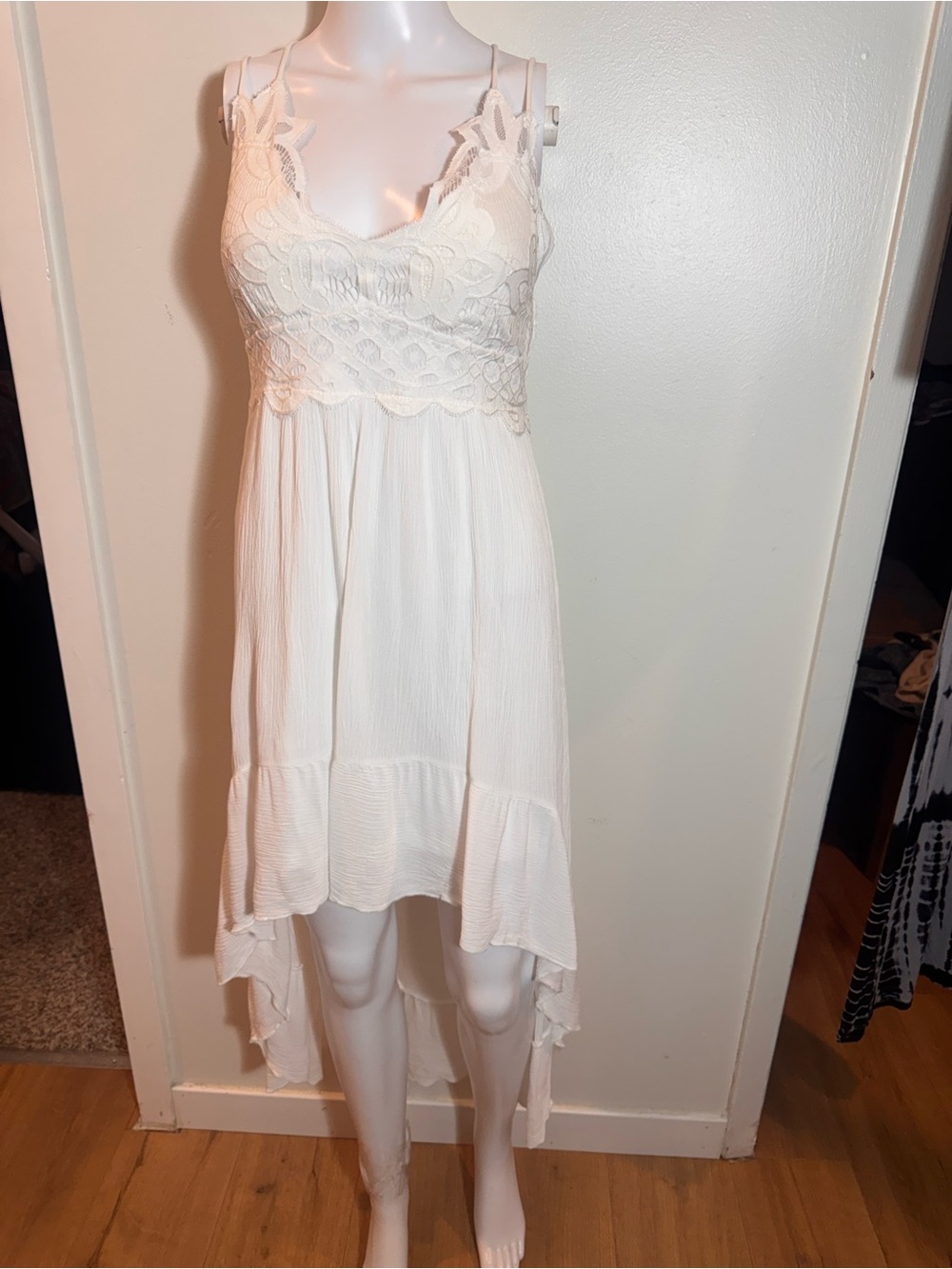 J for Justify White Lace-Detail High-Low Sundress Y2K Size Large